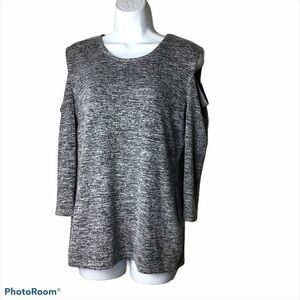 𝅺french Connection Heathered Gray Cold Shoulder Top